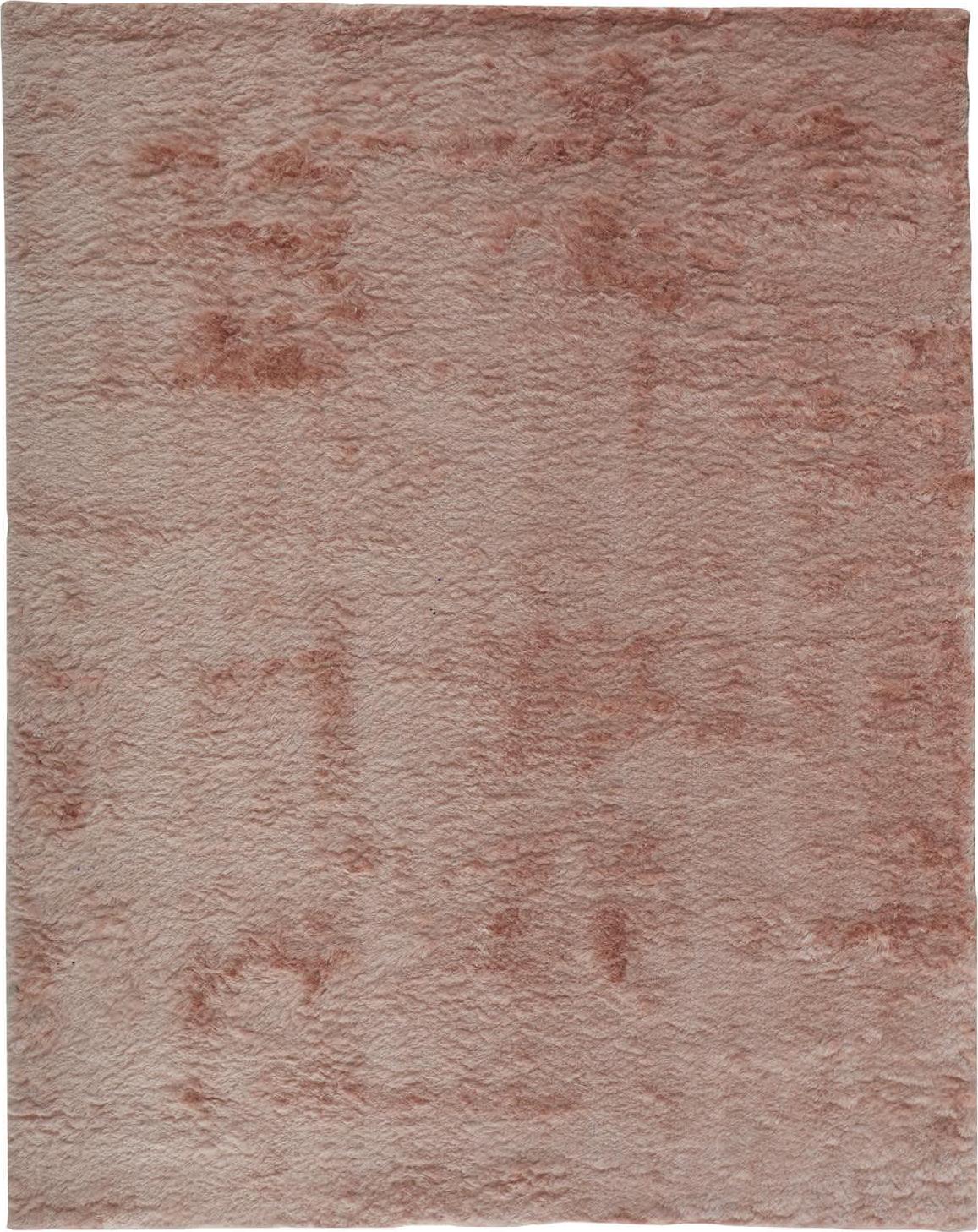 Freya Plush Shag Rug with Metallic Sheen， Salmon Pink， 2ft x 3ft-4in Accent Rug