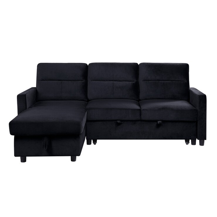 Velvet Reversible Sleeper Sectional Sofa