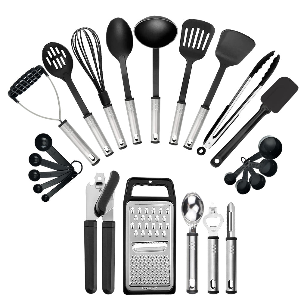 Silicone Cooking Utensil Set 24pcs Silicone Cooking Kitchen Utensils Set Non-stic Heat Resistant Kitchen Cooking Utensils Gadgets Cookware Set Baking Frying Mountdog