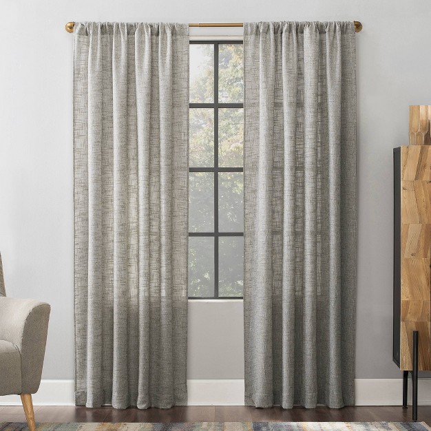 Wallis Crosshatch Slub Textured Linen Blend Sheer Rod Pocket Curtain Panel Scott Living