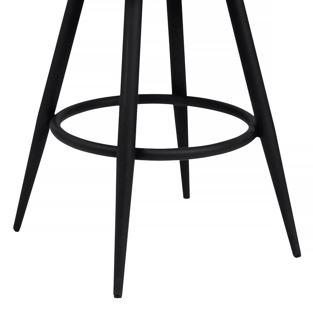 Armen Living Justin 42 in. Gray Black Powder Coated Metal Vintage Bar Stool with Faux Leather Seat LCJTBABLVG30