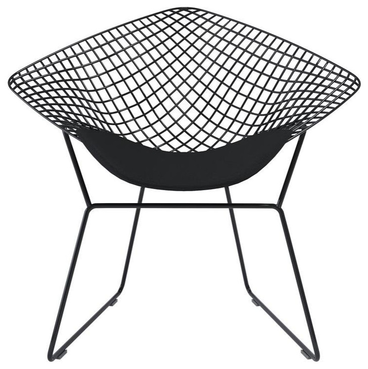 Aron Living Diamond 16 quotMid Century Metal Chair with Seat Pad in Black   Contemporary   Armchairs And Accent Chairs   by World Modern Design  Houzz