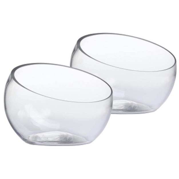 Width Height 7 quot Slant Cut Bowl Glass Vase Clear Terrarium Jar 1 Piece