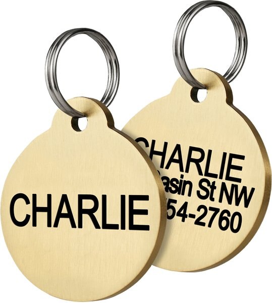 Frisco Brass Personalized Dog and Cat ID Tag， Round