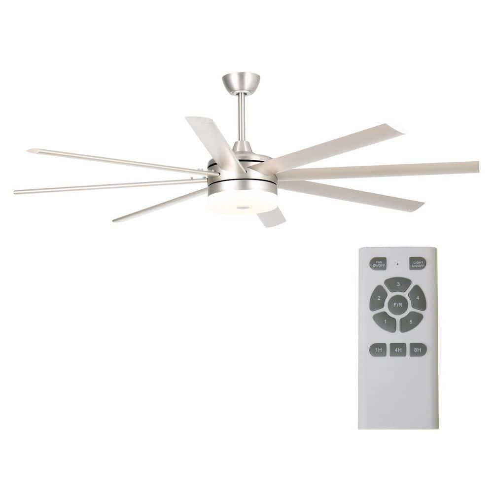 Parrot Uncle Kingsgrove 70 in Integrated LED Satin Nickel Ceiling Fan with Light and Remote Control