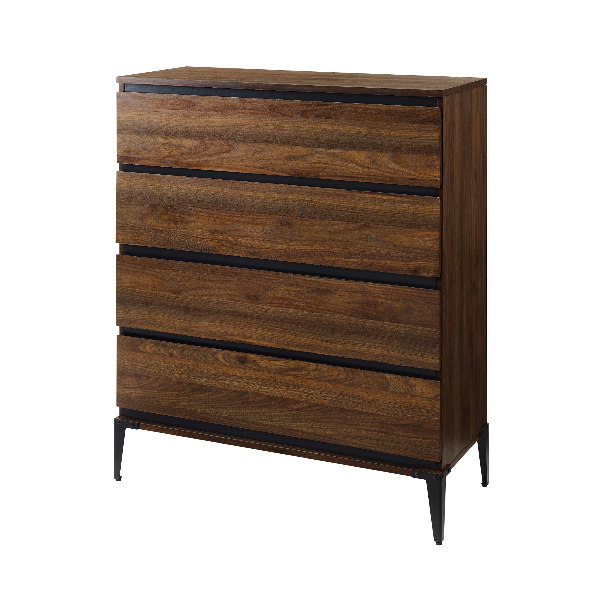 Manor Park Urban Industrial 4 Drawer Vertical Dresser, Dark Walnut