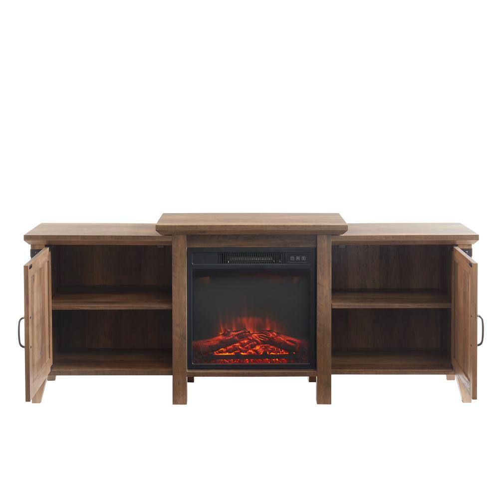 EDYO LIVING 63 in. Freestanding Wooden Electric Fireplace TV Stand in Rustic Oak WMTVS015RSOF018