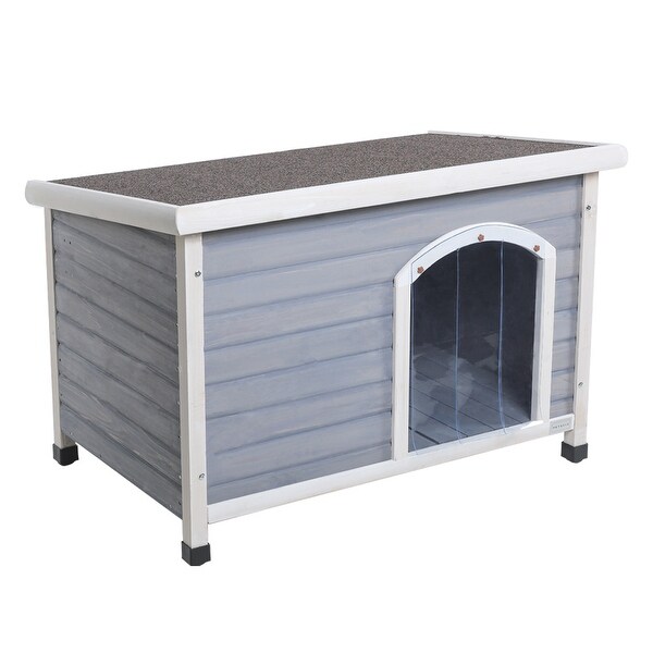 Outdoor Wooden Dog House with Removable Floor and Open-up Roof Grey - Overstock - 37397549