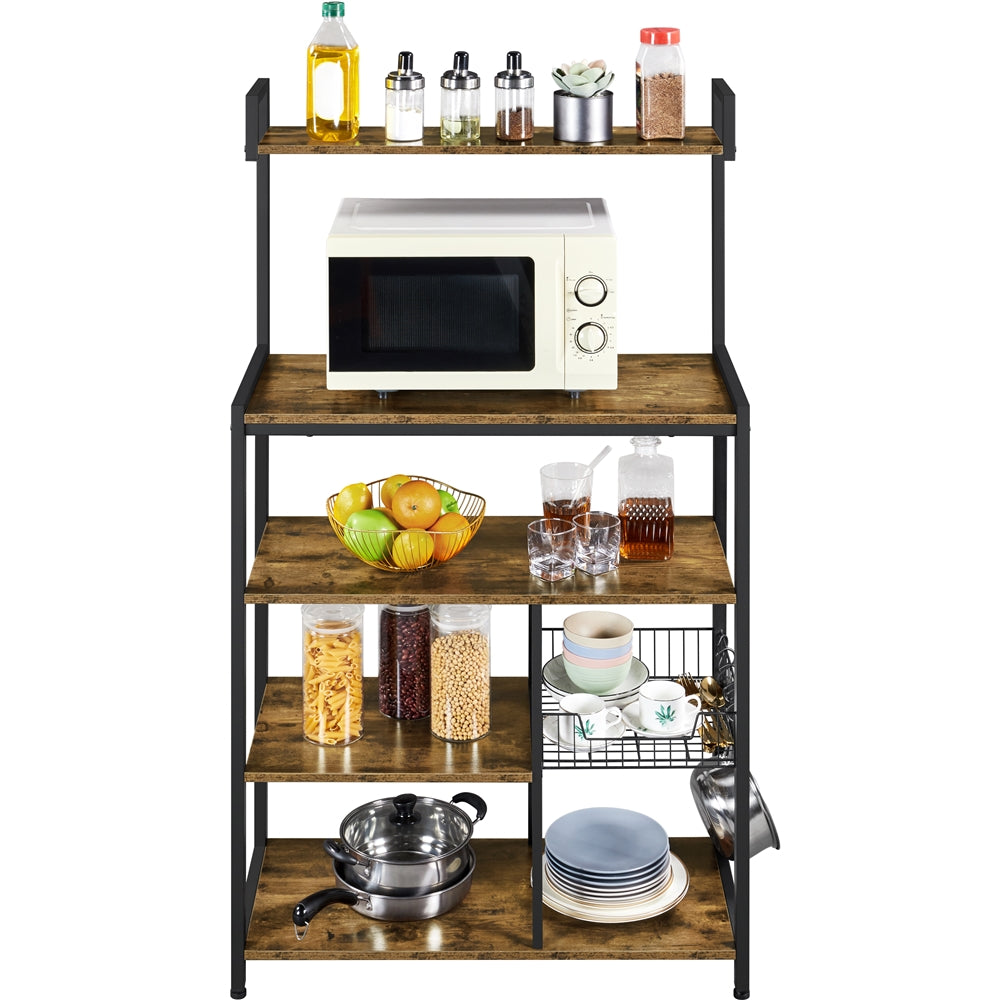 SmileMart Industrial Baker’s Rack Utility Storage Shelf for Kitchen， Rustic Brown