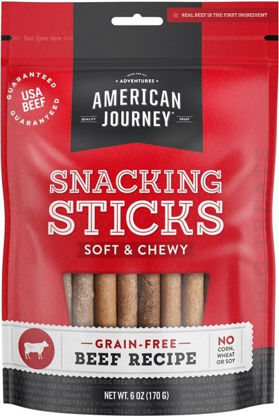 American Journey Beef Recipe Grain-Free Soft and Chewy Snacking Sticks Dog Treats