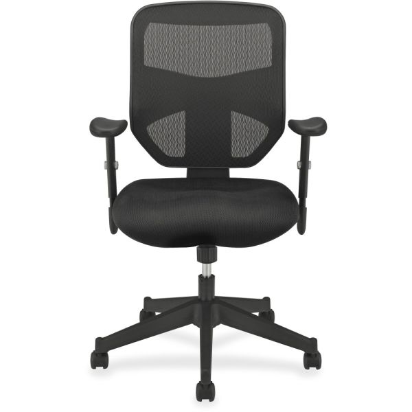 HON HVL531 Series High-Back Work Chair， Mesh Back， Padded Mesh Seat， Black