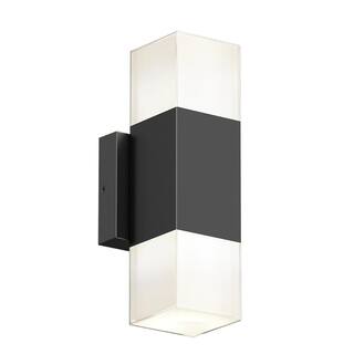 Artika Lenox Black Modern 3 CCT Integrated LED Outdoor Hardwired Garage and Porch Light Lantern Sconce OUT-LEC-BL