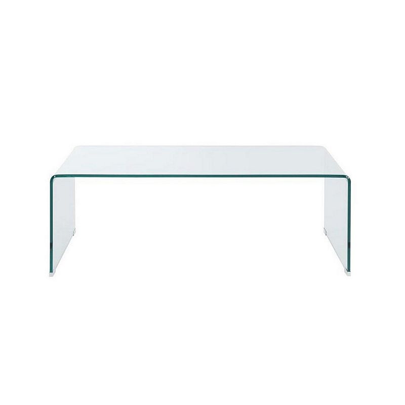 Contemporary Style Minimal Clear Glass Coffee Table， Clear