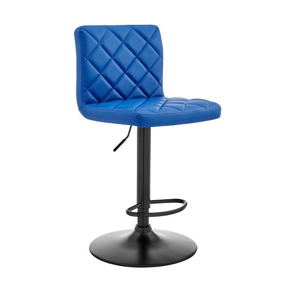 Blue Faux Leather Swivel Adjustable Bar Stool - 46