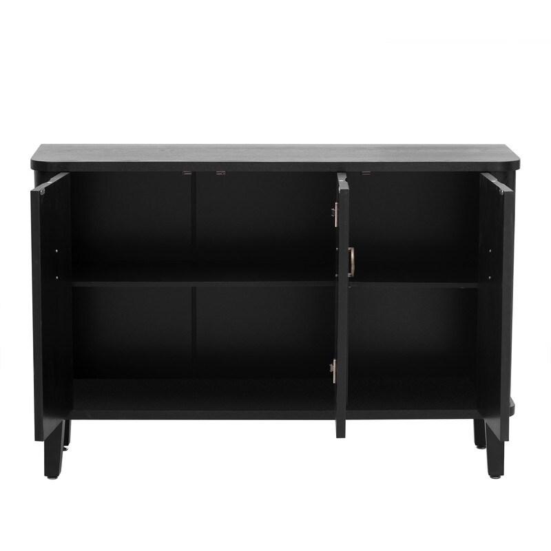 Modern Storage Cabinet with 3 Doors and Adjustable Shelves  Black