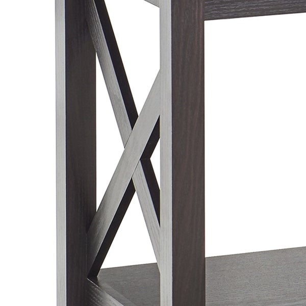 The Gray Barn Xanadu Hill X-frame Two-tier End Table with Shelf