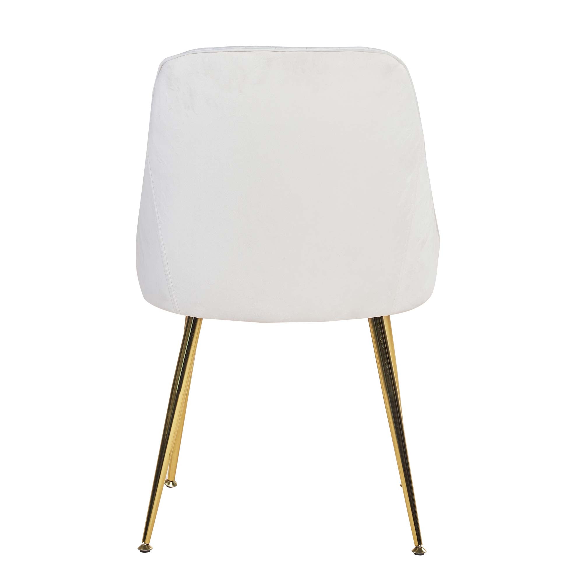 MOJAY Velvet Dining Chairs with Golden Legs， Set of 2， White