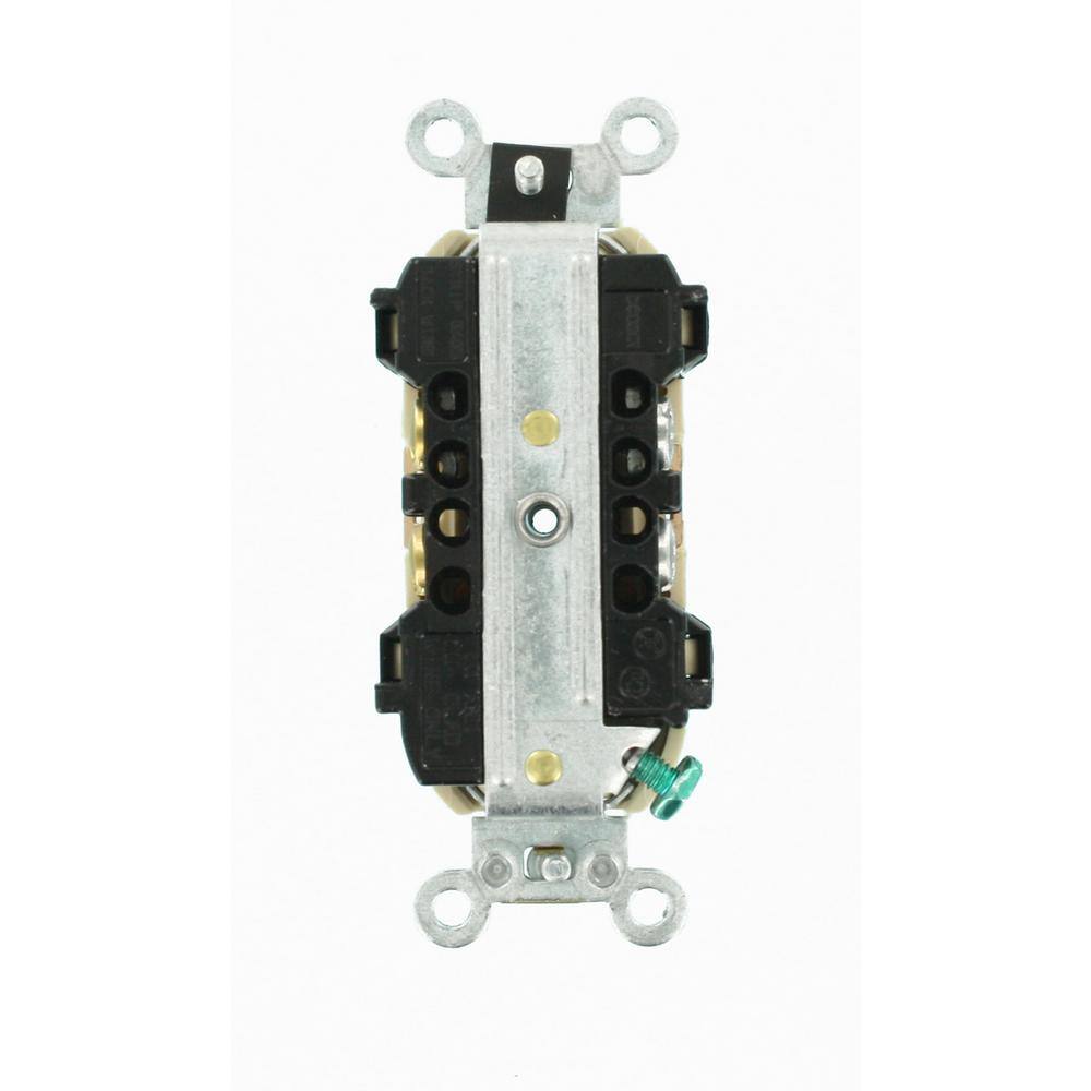 Leviton 20 Amp Industrial Grade Heavy Duty Self Grounding Duplex Outlet Ivory R71-05352-0IS