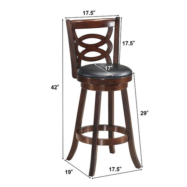 Costway Set of 2 Bar Stools 29'' Height Wooden Swivel Backed Dining - 17.5''x19''x42''(WxDxH)