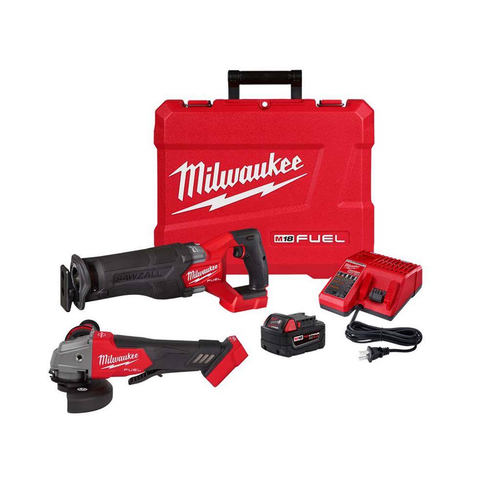 MW M18 FUEL 18V Lithium-Ion Brushless Cordless SAWZALL Reciprocating Saw Kit WM18 FUEL Grinder 2821-21-2880-20