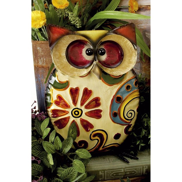 Eclectic Metal Owl Garden Sculpture Yellow Olivia amp May