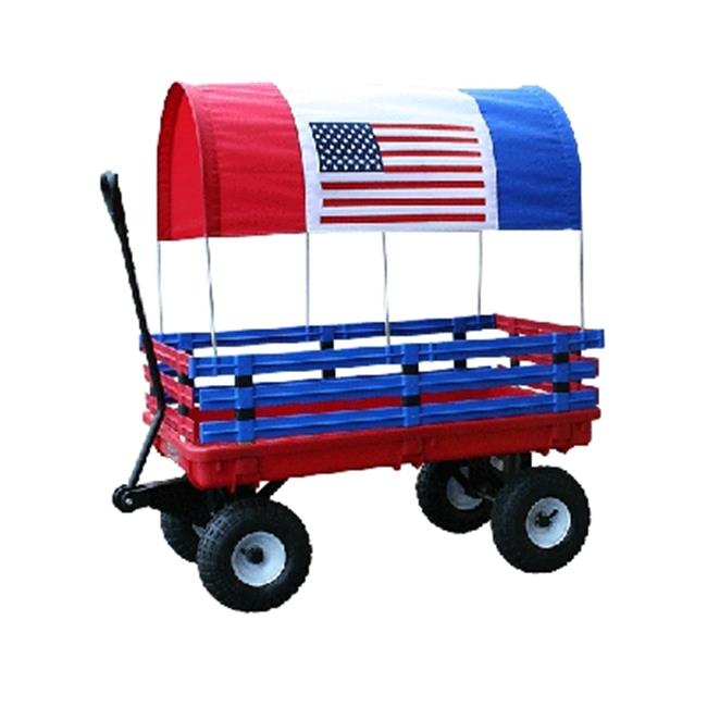 Millside Industries 03550-6 20 in. x 38 in. Red Plastic Deck Wagon with 4 in. x 10 in. Tires