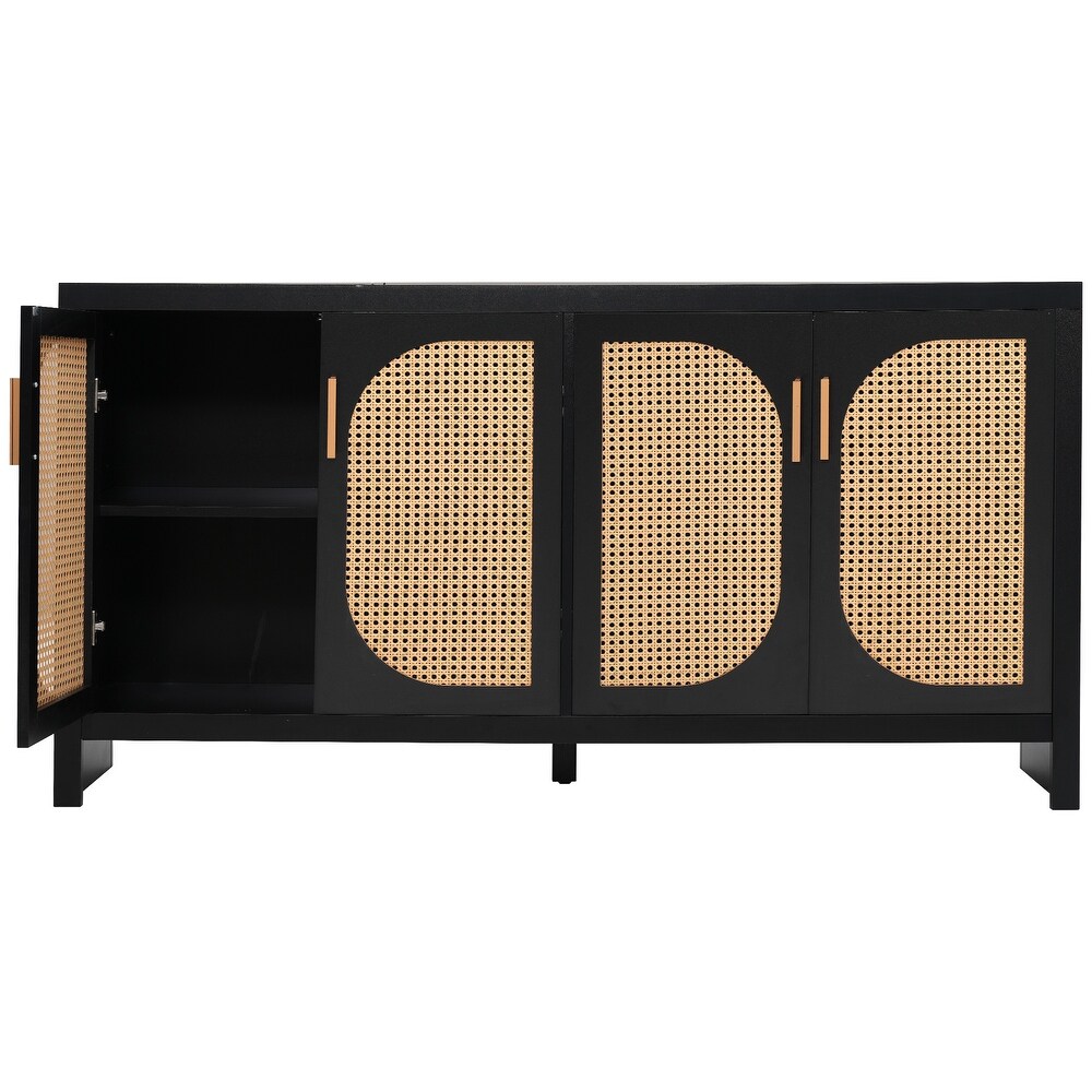 Rattan Storage Cabinet with Adjustable Shelves