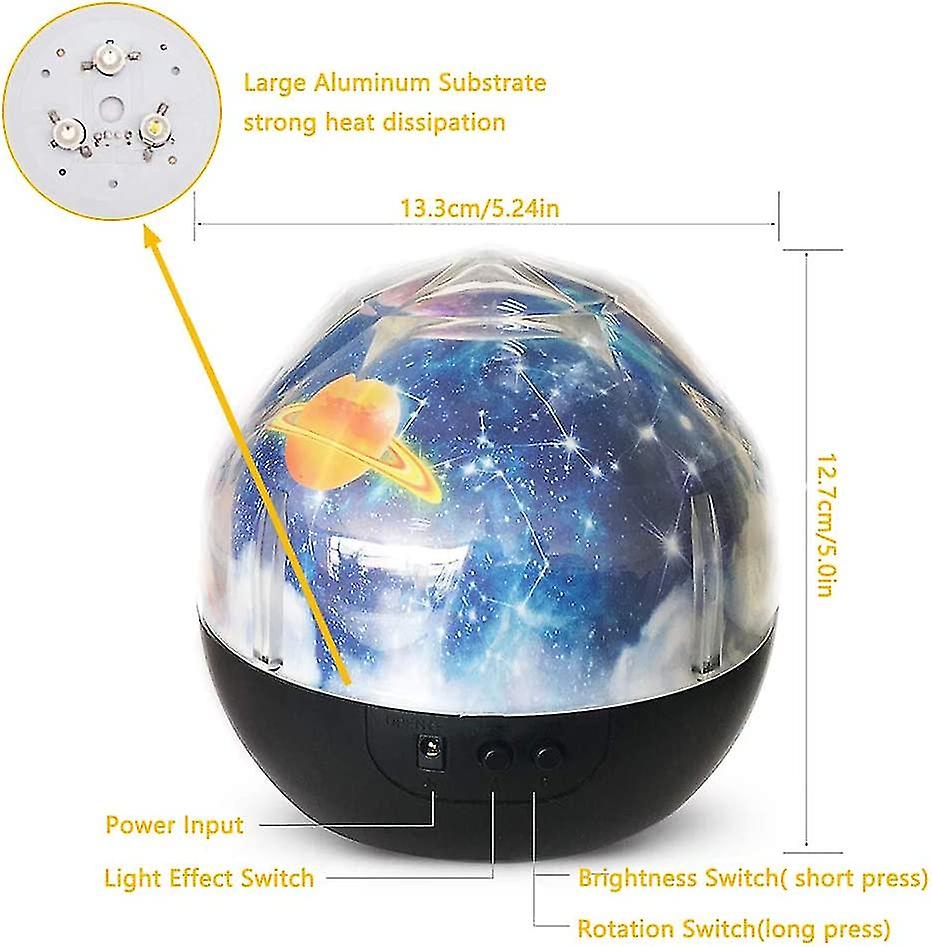 Night Light Projector For Kids - 360 Rotating Planet Universe Projection Lamp Rotatable With 5 Films And 4 Modes For Bedroom Adults Kids Baby Bedroom