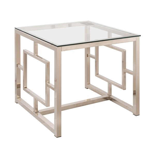 Coaster Furniture Merced Nickel Square Tempered Glass Top End Table