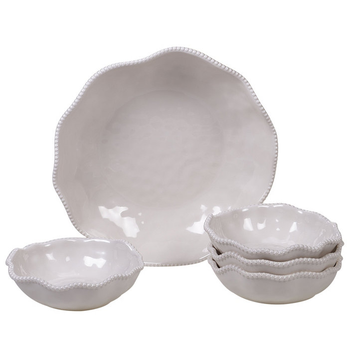 Certified International Perlette Cream Melamine 5-Pc. Salad Serving Set