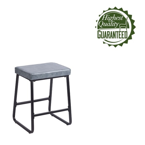 Porthos Home Setia Counter Stools Set of 2， PU Leather， Iron Legs