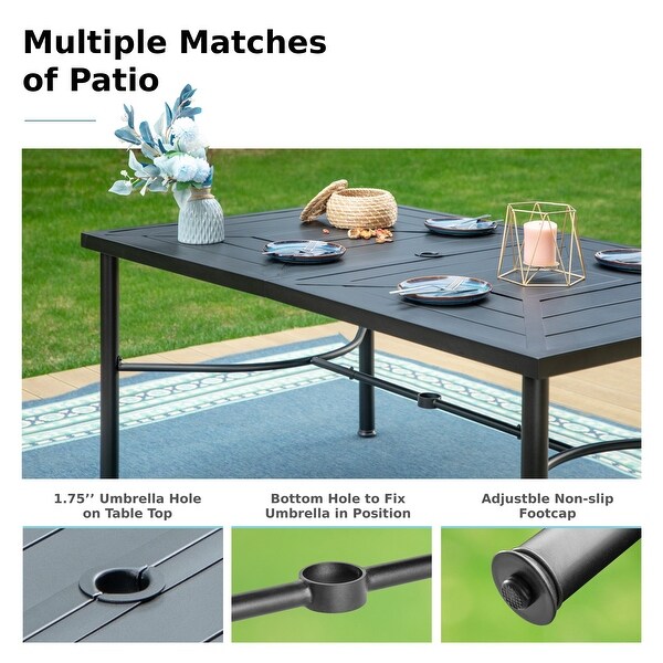 MAISON ARTS Outdoor 7piece Metal and Faux Rattan Dining Set