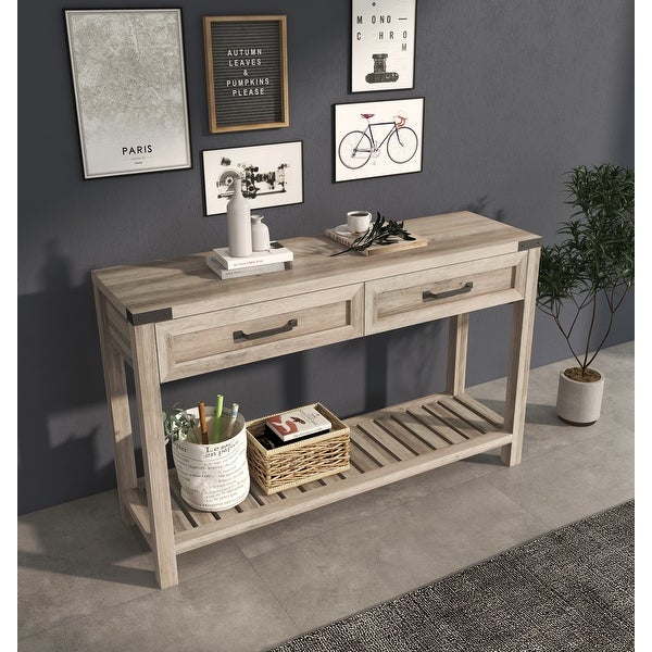 47 Inch Wide Console Table With Drawers And Shelf For Living Room， Entrance