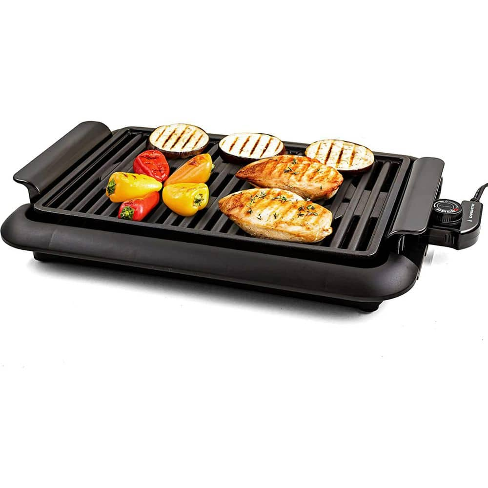 OVENTE 225 sq. in. Cast Iron Black Electric Indoor Grill with Non Stick Plates GD1510NLB