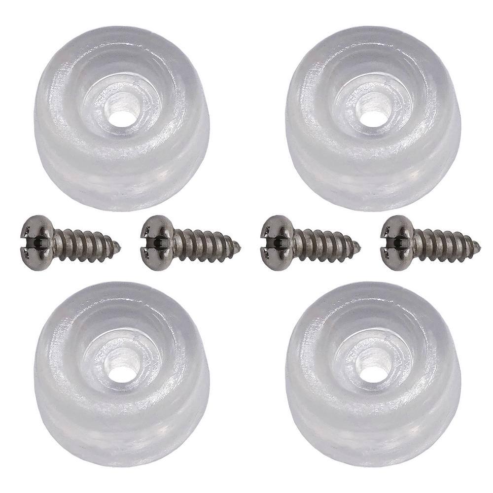 Everbilt 78 in. Clear Rubber Like Plastic Screw-On Furniture Leg Caps Bumpers for Chairs and Table Floor Protection (4-Pack) 49072