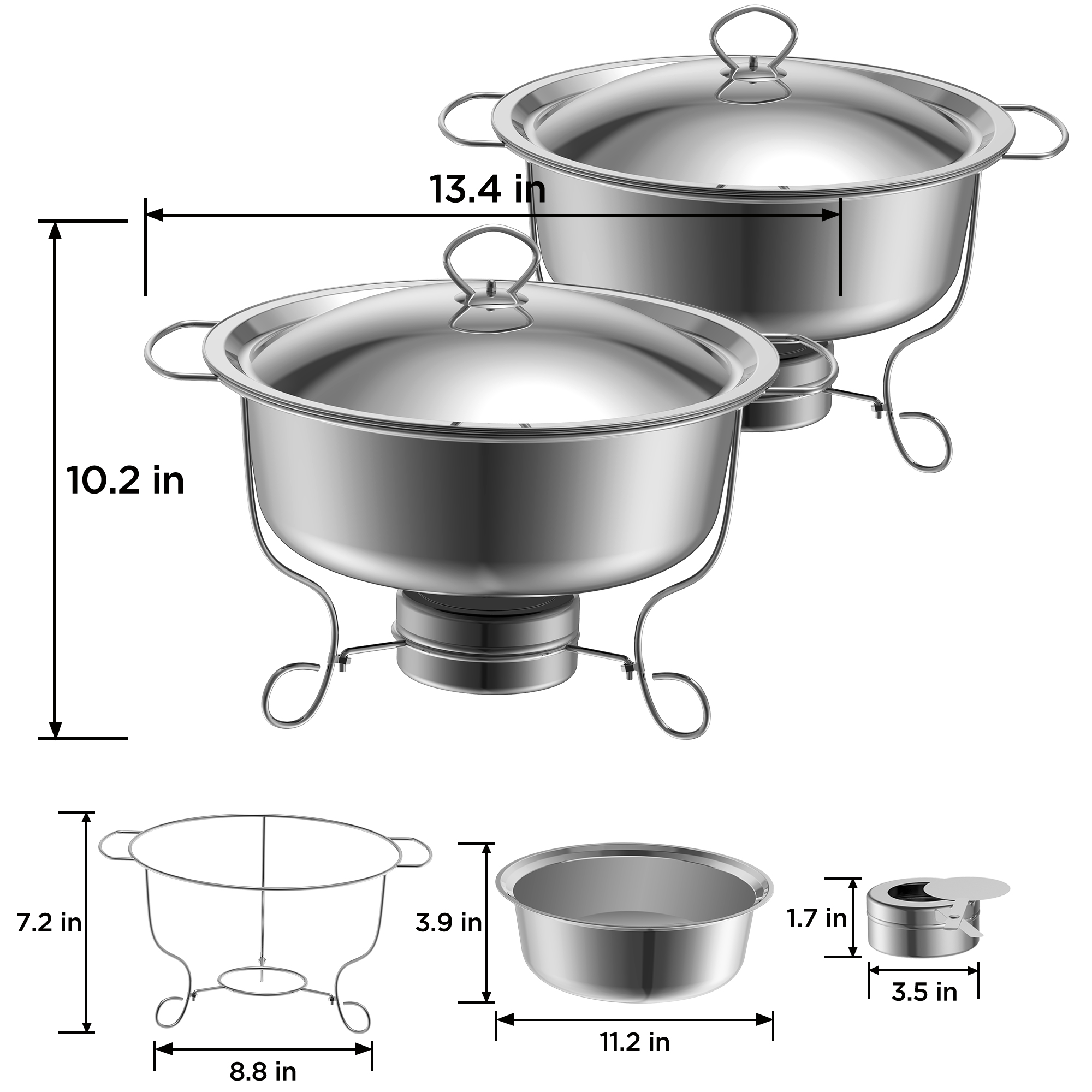 Famistar 6 Pack Stainless Steel Chafing Dish Buffet Warmer Set for Parties， Wedding， Birthday， Holiday