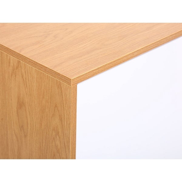 Light Brown and White Storage Console Cabinet Table