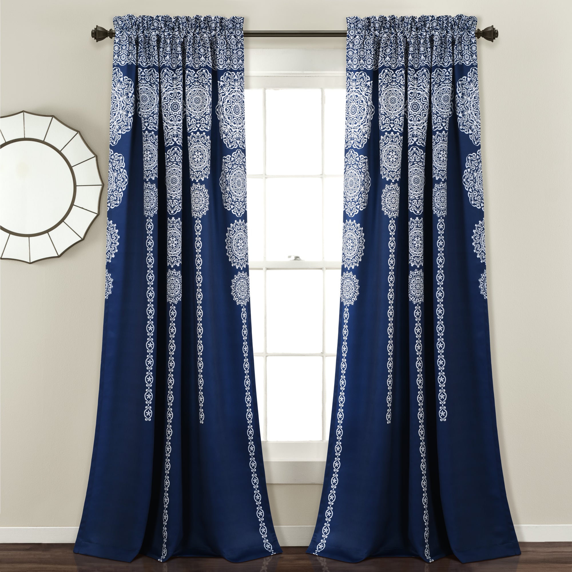 Stripe Medallion Light Filtering Window Curtain Set