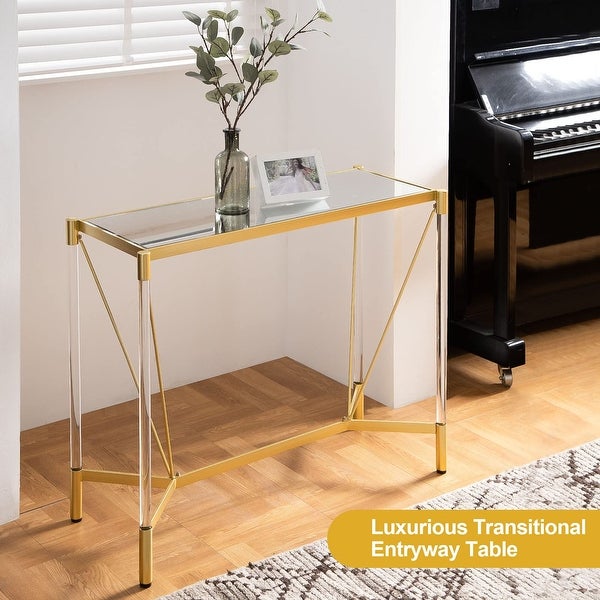 Modern Acrylic Gold Console Table - SICOTAS Small Entryway Table