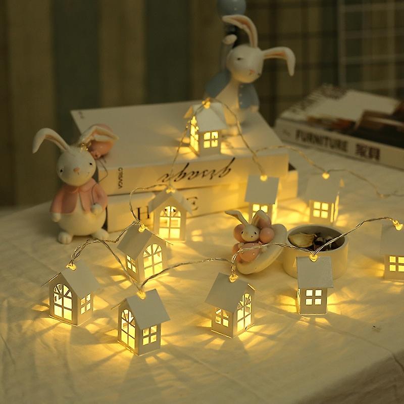 Christmas White Small House Light String 2m 10pcs Lights Christmas New Year Decoration Wedding Party Holiday Room Novelty Lamp