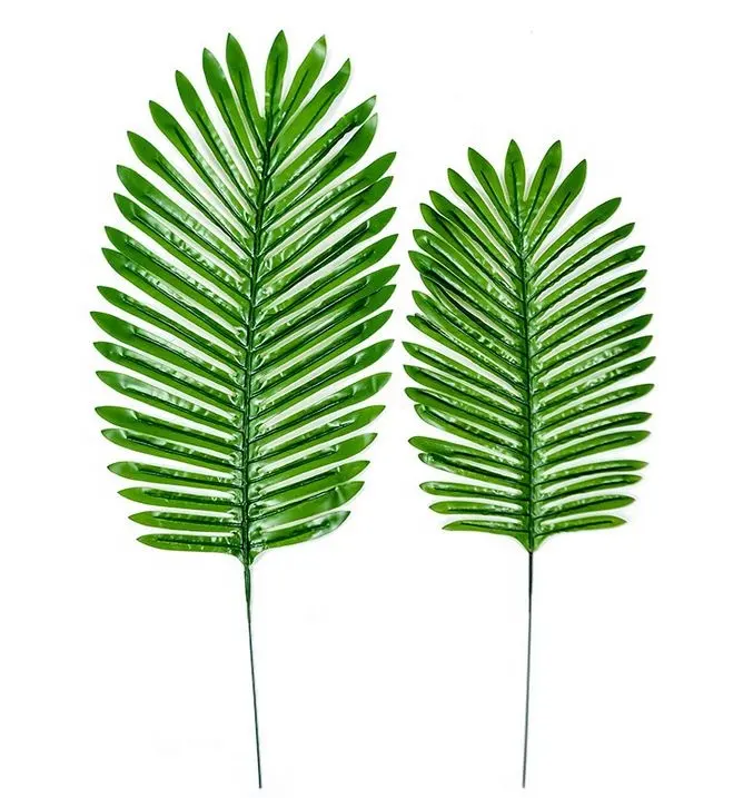 Environmental material real touch cheap artificial tropical plant faux palm leaves hawaiian luau party supplies