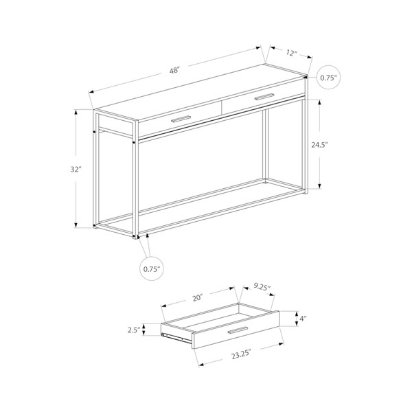 Accent Table， Console， Entryway， Narrow， Sofa， Storage Drawer， Living Room， Bedroom， Metal， Laminate， Contemporary