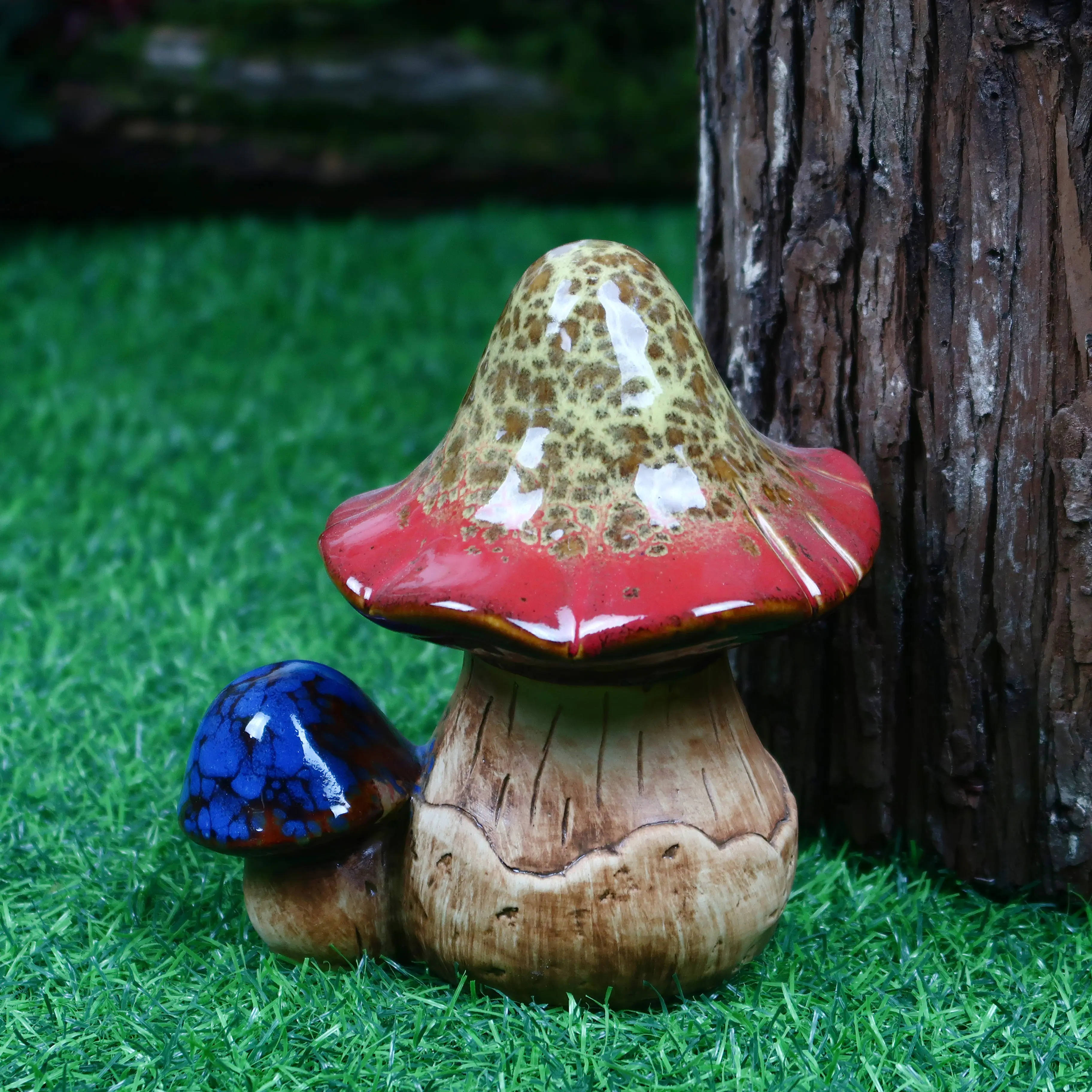 Latest Design Creative Crafts Ornaments Ceramic Home Mushroom Sculpture Figurine Decoration Lawn Ceramic Ornament Mushroom