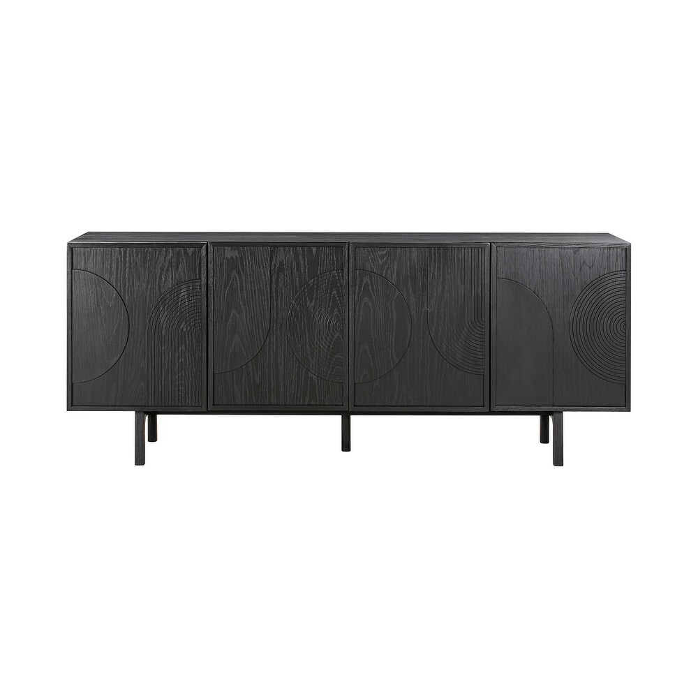 Holland Modern Black Oak 4 Door Sideboard Buffet