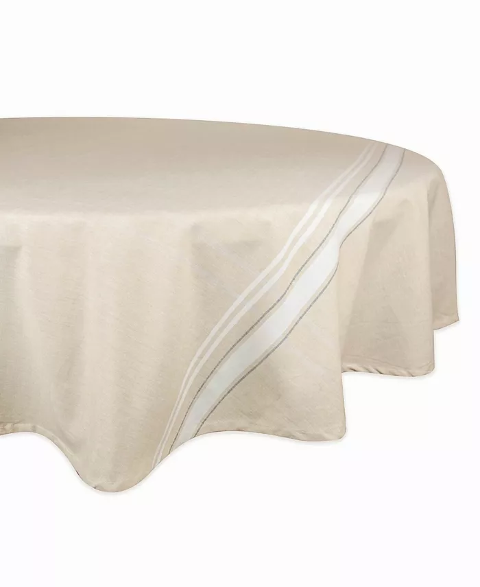 Design Imports Chambray French Stripe Tablecloth 70 Round