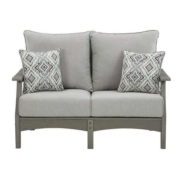 Signature Design by Ashley Visola Outdoor Poly All Weather Loveseat with Cushion