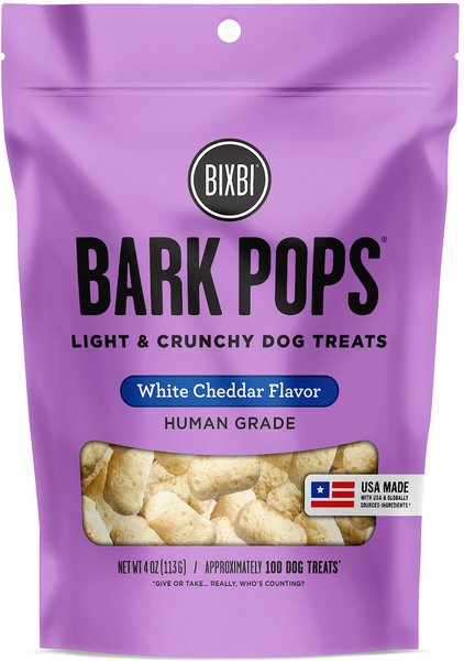 BIXBI Bark Pops Chicken-Free White Cheddar Flavor Light and Crunchy Dog Treats