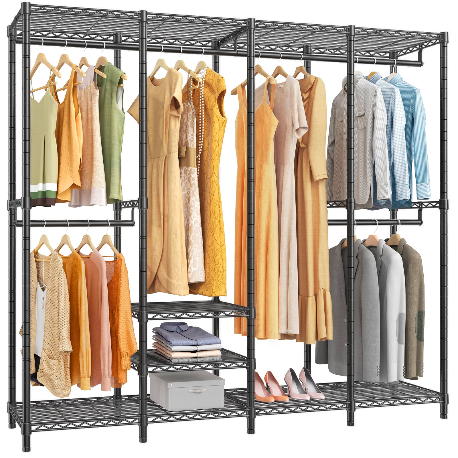 VIPEK V40 Wire Garment Rack, 76" L x 15.7" W x 75.6" H, Max Load 800lbs, Black