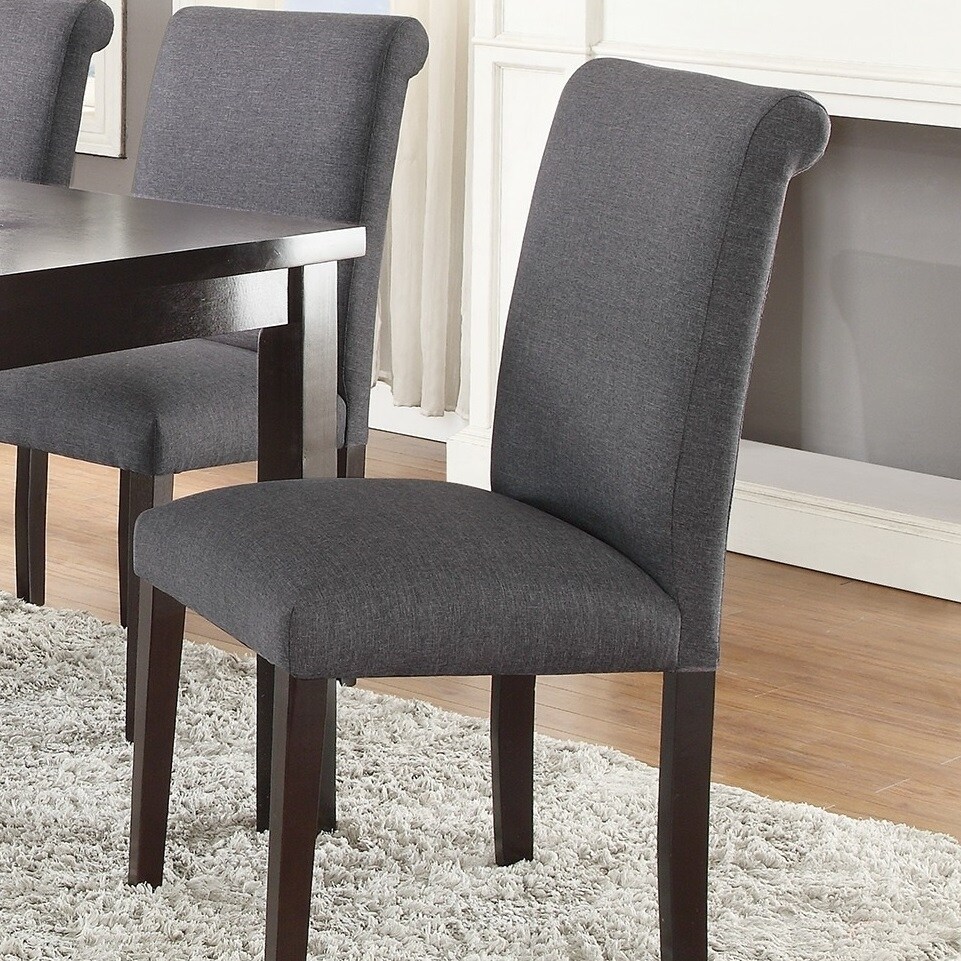 Transitional Blue Grey Polyfiber Chairs Dining Seating Set of 2 chairs