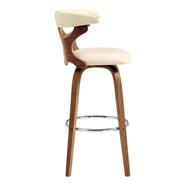 Zenia Modern Faux Leather and Wood Swivel Bar/Counter Stool